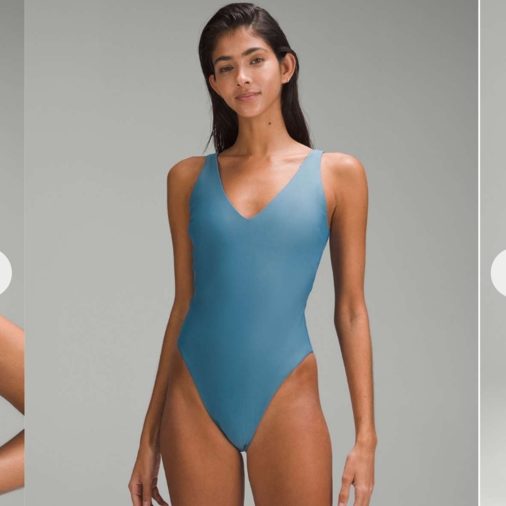 lululemon athletica Waterside V-Neck One-Piece Swimsuit in Soft Denim (Blue) - Picture 4 of 11